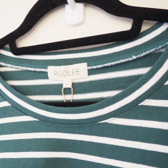 * NWT Roolee Mirae Green White Stripe Top sz L - Picture 5 of 6